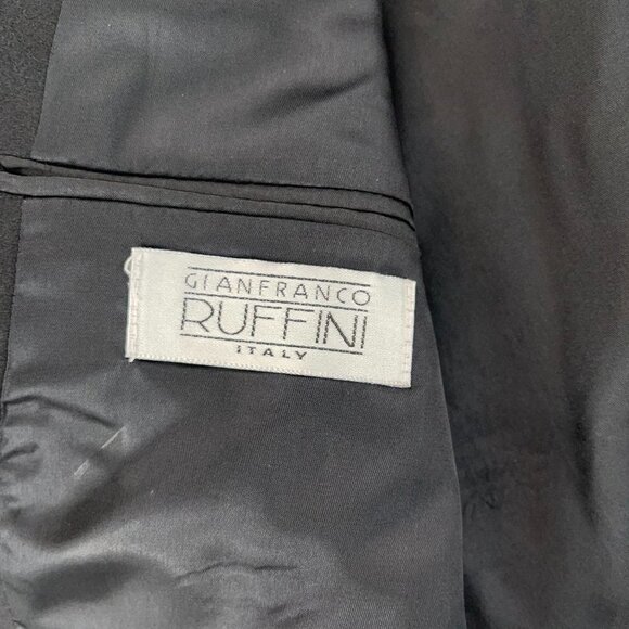 VINTAGE Gianfranco Ruffini SIZE 42L Black Cashmere Blend Double-Breasted Coat - Picture 5 of 6